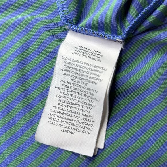 Ralph Lauren RLX Men's L Green Blue Stripe Short Sleeve Performance Polo Shirt - Picture 8 of 8